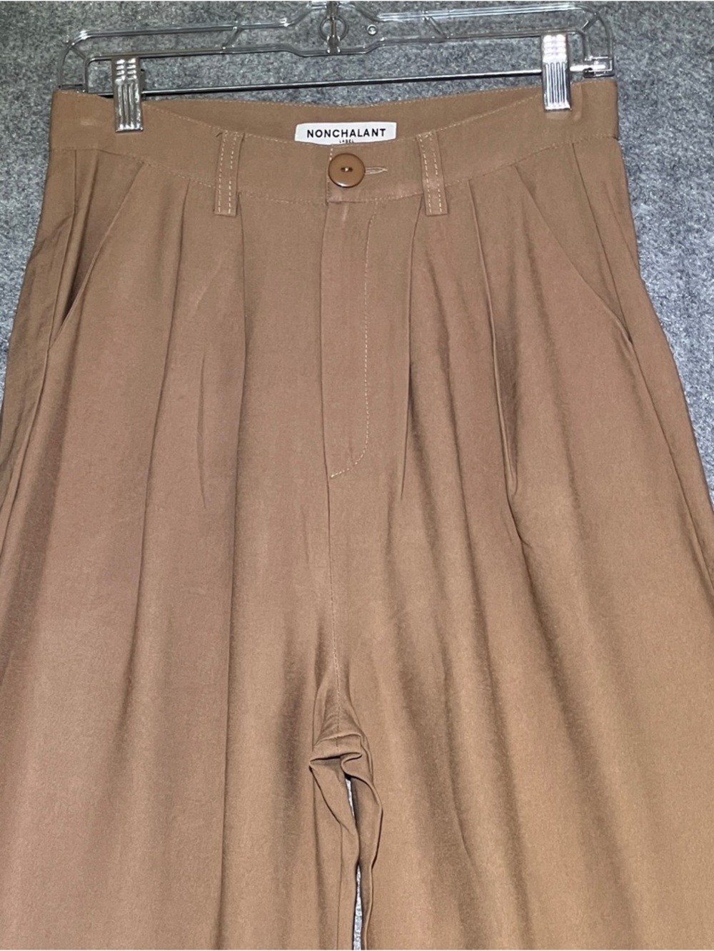 NONCHALANT Fabi Pant Wide Leg High Waist Camel Women’s Medium NEW - Picture 4 of 15